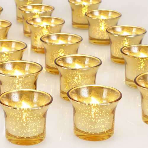 Centro De Mesa Con 24 Velas Votivas De Cristal De 5 Cm Para