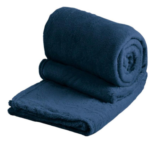 Cobertor Solteiro Soft Liso 1 Peça Azul Marinho