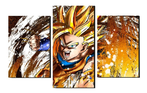 Cuadro Decorativo Tríptico Goku Super Saiyajin 2