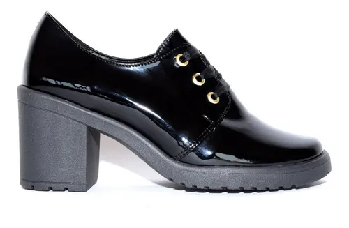 Zapato Dama Charol Tac n Agujeta C modo Casual