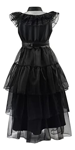 Vestido De Miércoles Addams Para Mujer, Disfraz Para Niñas,