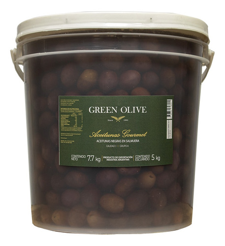 Aceitunas Negras Nat. Green Olive N° 00 X 5 Kg. Esc. Balde