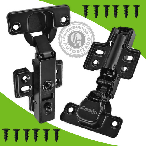 Bisagra Bidimensional Cierre Suave Recta Negro Cerrajes 12pz