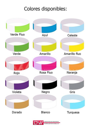 Imagen 7 de 10 de Pulseras Tyvek Identificación Eventos Lisa X1000un