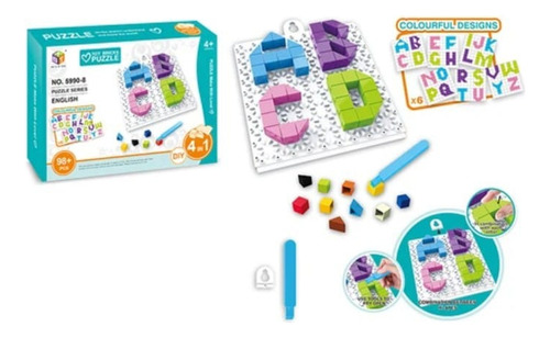 Puzzle Didactico 4 En 1 Abecedario 98 Piezas Bloques 3d.f
