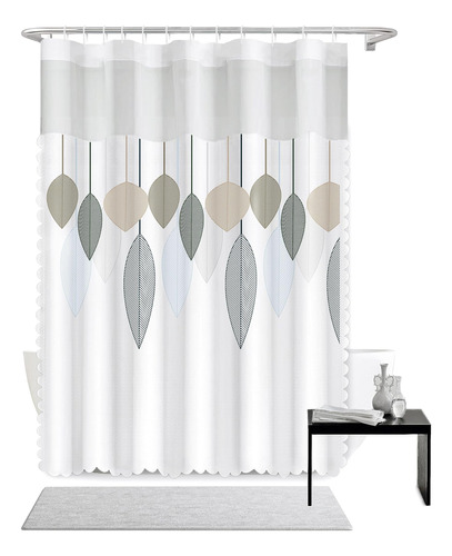 Aokeyee Juego Cortinas Ducha Con Borde Ondulado, Cortinas 12