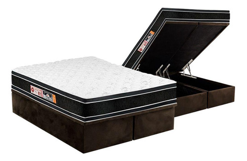 Cama Box Baú Queen: Colchão Espuma Castor D33 Black E White