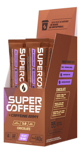Supercoffee 3.0 Café To Go 14 Sachês Super Coffee Caffeine Sabor Chocolate