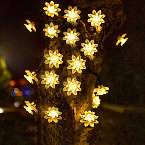 Guirnalda De Luces Led Solares Con Forma De Flor Para Exteri