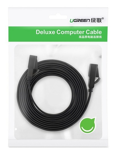 Cabo De Rede Flat Cat7 1 Metro Rj45 Deluxe Ugreen Cor Preto