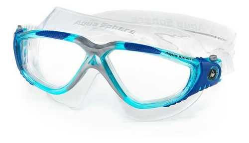 Óculos De Natação Aqua Sphere Máscara Vista Profissional Cor Turquesa Com Azul / Lente Transparente