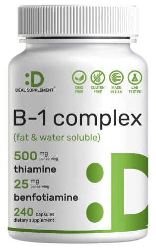 Vitamina B1 500 Mg Con Benfotiamina, 240 Cápsulas  2 Qyvk3