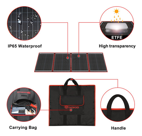 Dokio Kit Panel Solar Portátil 160w 18v Con Usb
