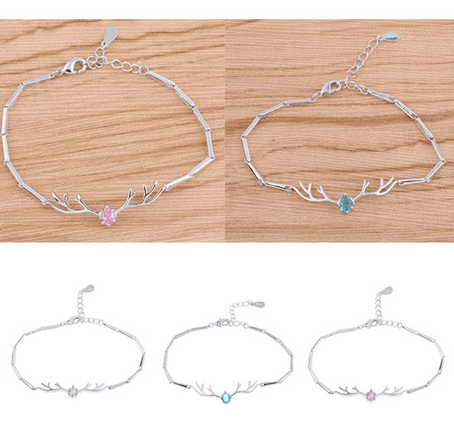 Brazalete De Asta De Ciervo De Plata Brazalete De Azul