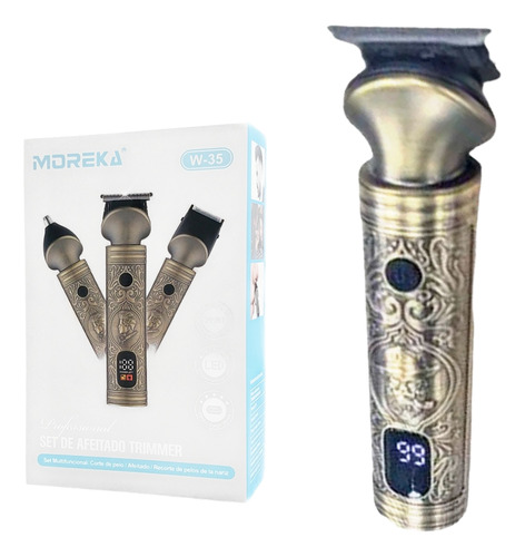 Rasuradora Eléctrica 3 En 1 Kit Hombre Barba Bigote Aseo Color Dorado
