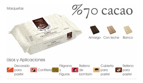 Imagen 3 de 5 de Marqueta De Chocolate Blanco Turin 1 Kg