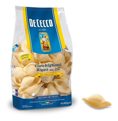 Fideos De Cecco Conchiglioni Rigati N.126 500g Italia !