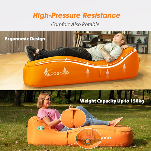 Cs1 Sofá Inflable Automático Con Bomba Integrada Marrón Mmg