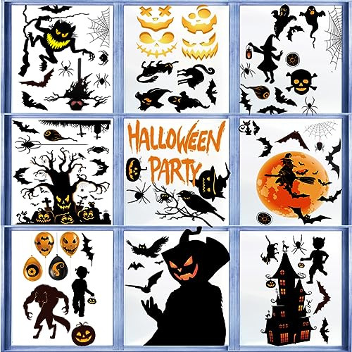 72 Piezas/9 Sets De Pegatinas De Ventana De Halloween, ...