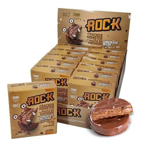 Alfajor Fit Rock Cracker Monster C/12 Unds Chocolate Belga