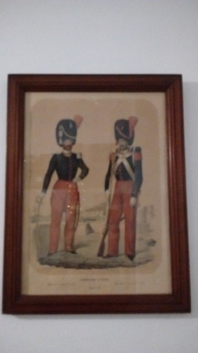 Excelente Par Grabados Militares Italianos Enmarcados -1850s