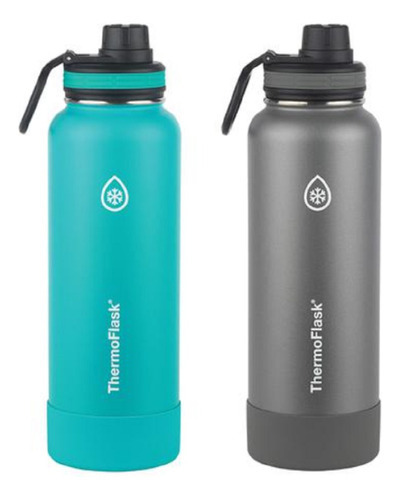 Botella Para Agua De 1.1 L / 2 Unidades Thermoflask Color Celeste, Gris
