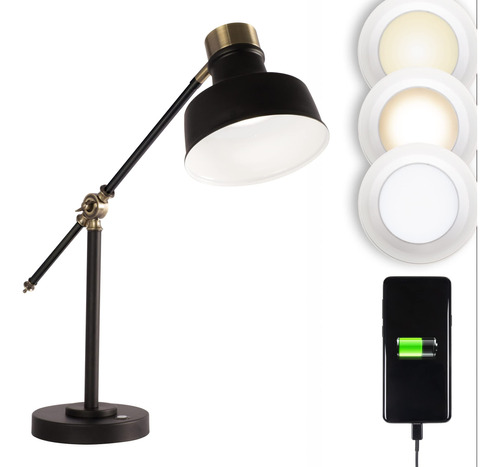 Ottlite Lampara De Escritorio Led Balance Con Puerto Usb, Mo