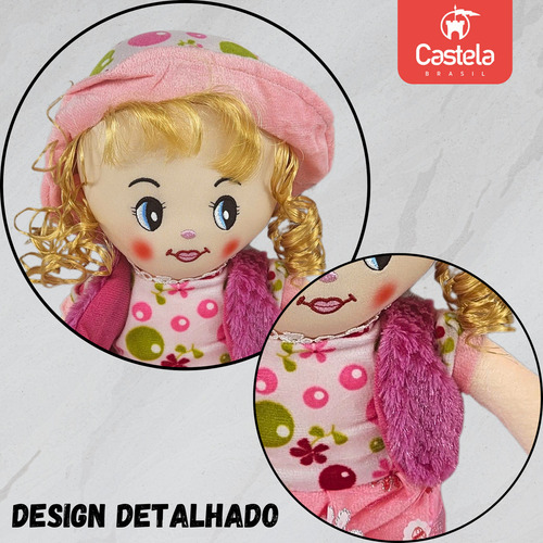 Pelúcia Boneca De Pano Cabelo Cacheado Loiro Sortido Castela