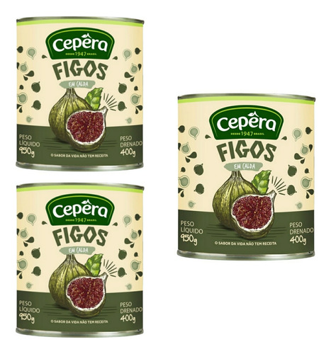 Figo Em Calda Cepêra Lata Kit Com 3 Unidades De 400g