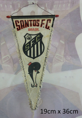 Antiguo Banderin Santos Futbol Club Brasil 19 X 36 Cm 