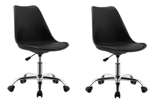 Imagen 1 de 8 de Sillas Tulip Eames X2 Oficina Ruedas Almohadón Base Cromada