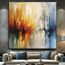Comprar Cuadro Lienzo Pintado A Mano Abstracto 100x100 Grande! Oleo