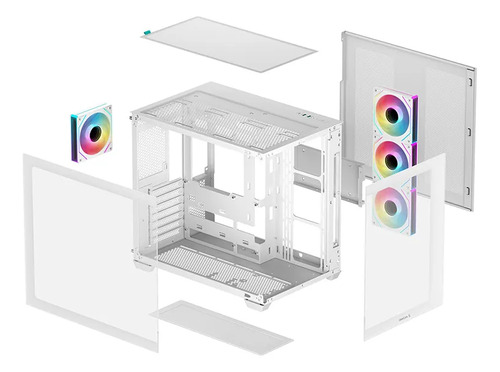 Gabinete Deepcool Cg530 4f Doble Cámara Panorámico 4 Fans W Blanco