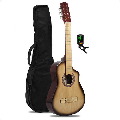 Guitarra Criolla Corte Mediana Electroacustica Funda Afinadr