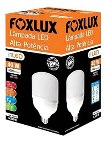 Lampada Led Bulbo 40w X 6500k A80 E27 Fria Foxlux