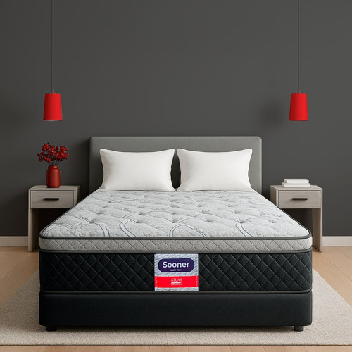 Colchón Queen Size Atlas Sooner + 2 Almohadas Spring Air