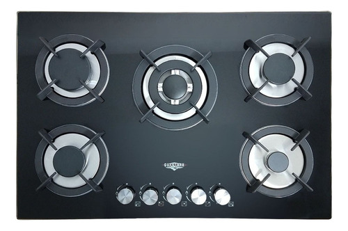 Combo Campana Extractor Plegable Parrilla Cristal 5 Quem Color Negro