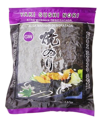 Alga Marinha Yaki Sushi Nori Temaki 50 Folhas 140g .´.