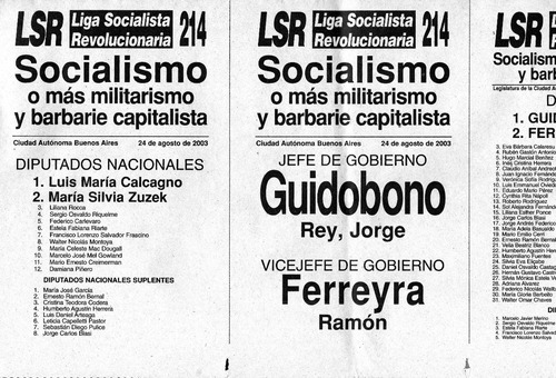 Boleta Electoral     Liga Socialista Revolucionaria     2003