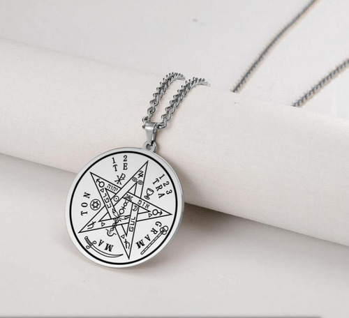 Taikula Collar Medalla Tetragramaton Pentagrama Dije Pentáculo Salomon Colgante Cinco Puntas Protección Amuleto Energía Luz Y Sabiduria En Acero Inoxidable(plateado)
