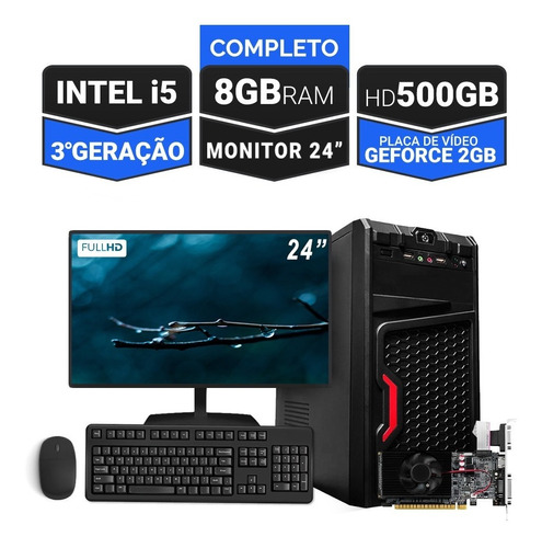 Imagem 1 de 5 de Computador Intel I5 3470 8gb Hd 500gb Geforce 2gb Monitor 24