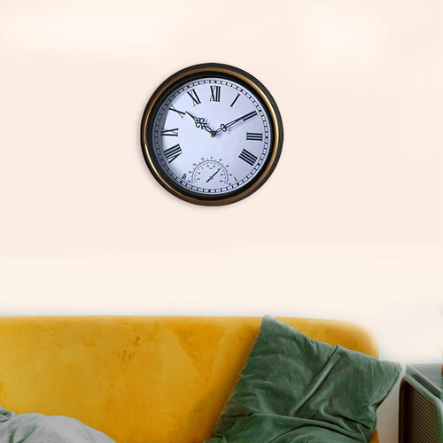 Reloj Y Termómetro Para Exteriores Con Pilas Decorativas De
