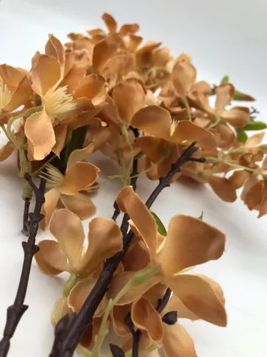 1 Galho De Flor De Cerejeira Artificial Dourado