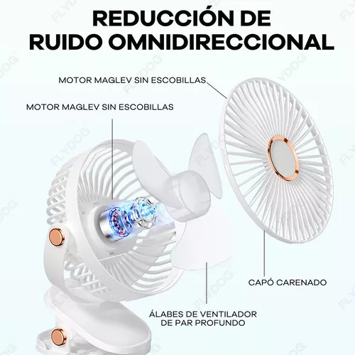 Mini Ventilador Portatil Giratorio Con Luz Led Recargable