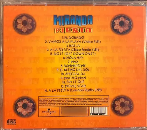 Cd - Miranda / Fiesta. Album (2000) (Usado)