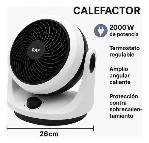 Calefactor Electico Portátil Caliente Frio Raf 2000w 90°