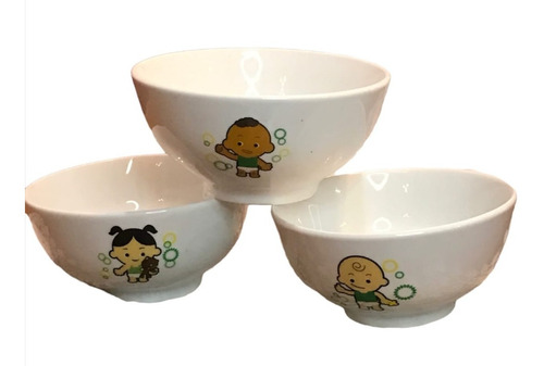 Bowl Cuenco De Cerámica Tazon Cerealero Infantil Antiguo X3