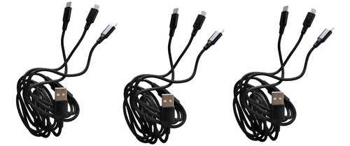 3 Cables 3 En 1 Usb Tipo C, Micro Usb Y Lightning 1 Metro