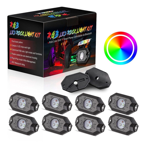 Luz De Roca Rgb 8 Cápsulas Akd Parte Debajo Del Camión Luz