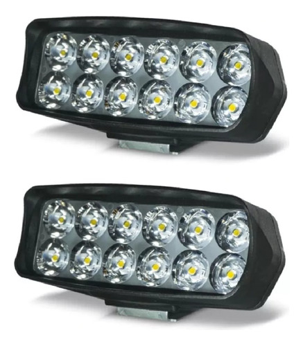 Faro Auxiliar 12 Led Moto Cuatriciclo Luz 18w 1800lm X 2